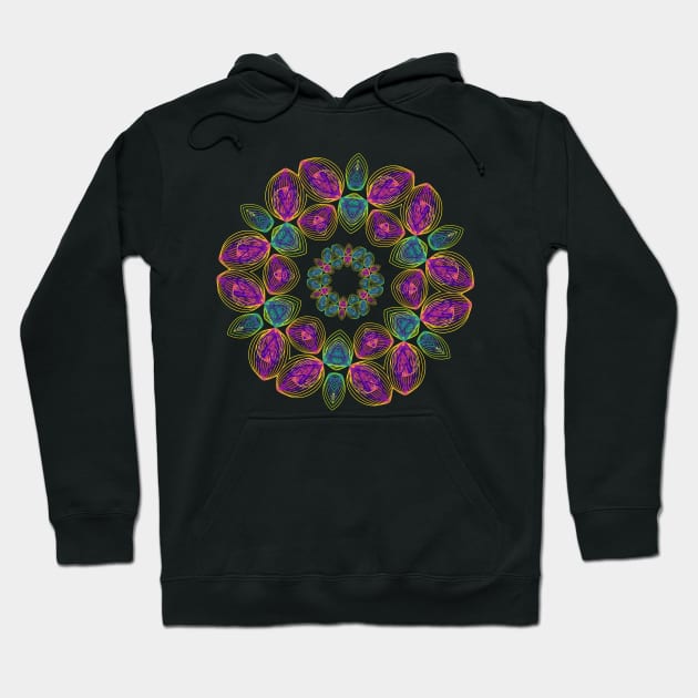 Butterfly Angel Wings | Harmonograph Kaleidoscope Green Pink Yellow Black Hoodie by aRtVerse